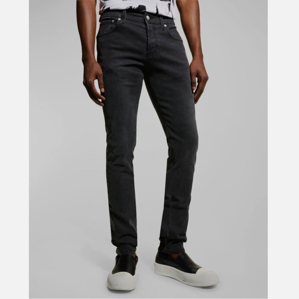 Alexander McQueen Men Black Washed Cotton-Stretch Denim Jeans US40R